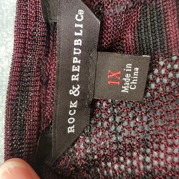 Rock & Republic mesh cover up. Burgundy size 1X. Good used condition. - Picture 6 of 8